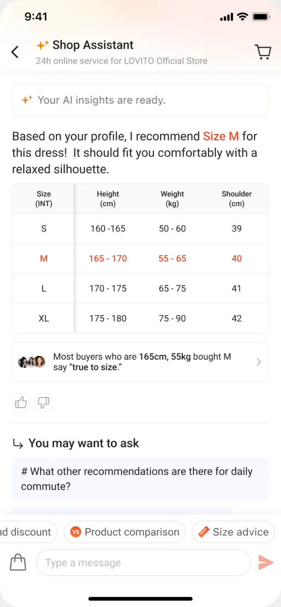 Size Advice 对话 第4步：给出尺码建议