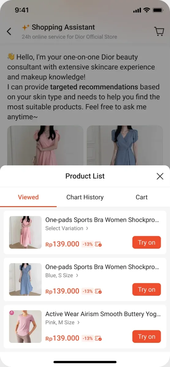 Try On 第2步：试穿商品列表